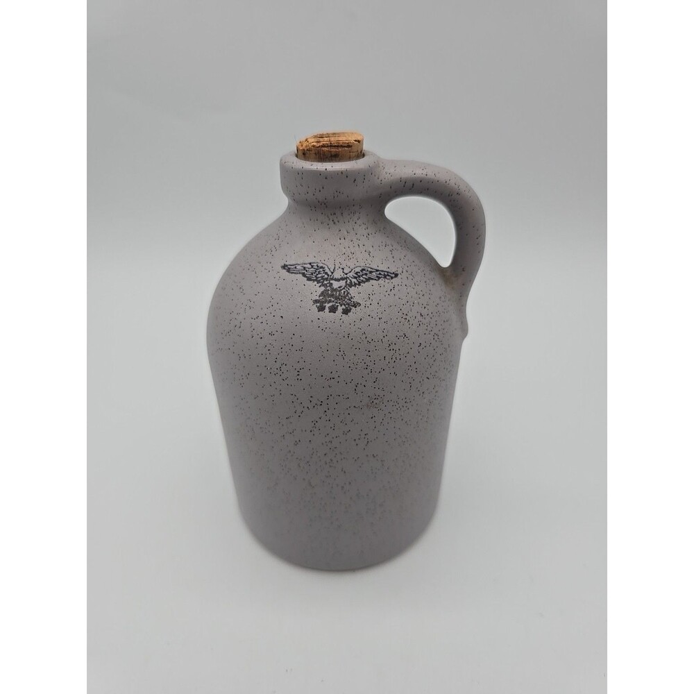 Vintage Harris Pottey Jug Eagle Stamp w/ Cork Grey Speckled